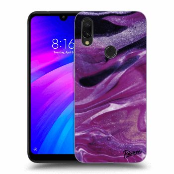 Picasee silikonowe czarne etui na Xiaomi Redmi 7 - Purple glitter