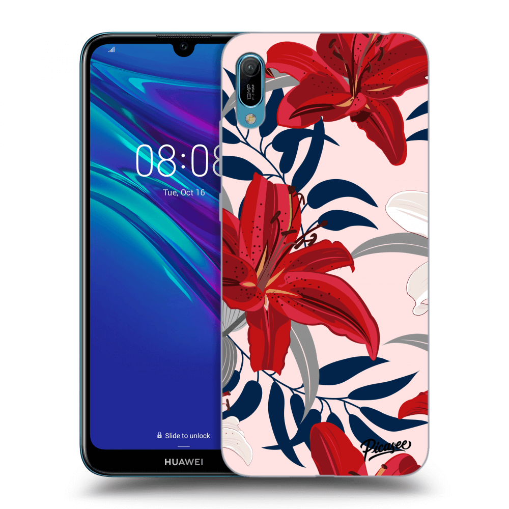 Picasee silikonowe przeźroczyste etui na Huawei Y6 2019 - Red Lily