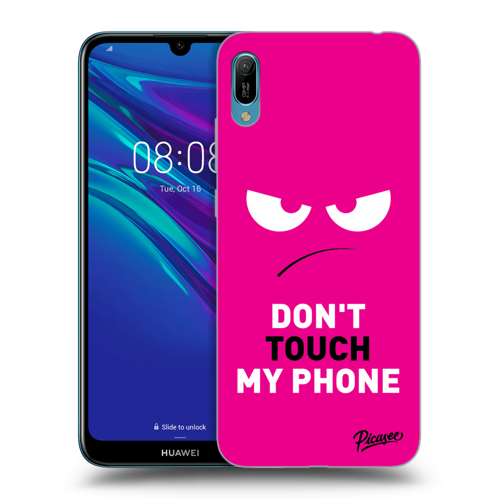Picasee silikonowe przeźroczyste etui na Huawei Y6 2019 - Angry Eyes - Pink