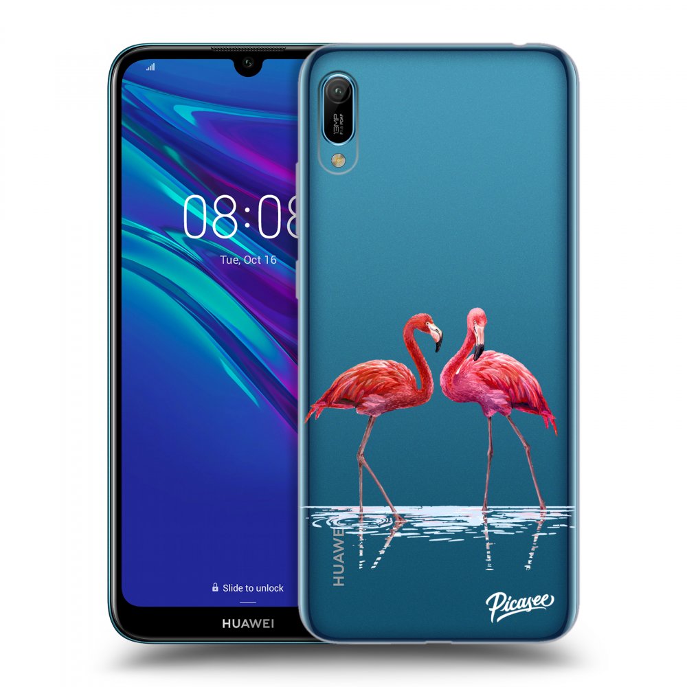Picasee silikonowe przeźroczyste etui na Huawei Y6 2019 - Flamingos couple