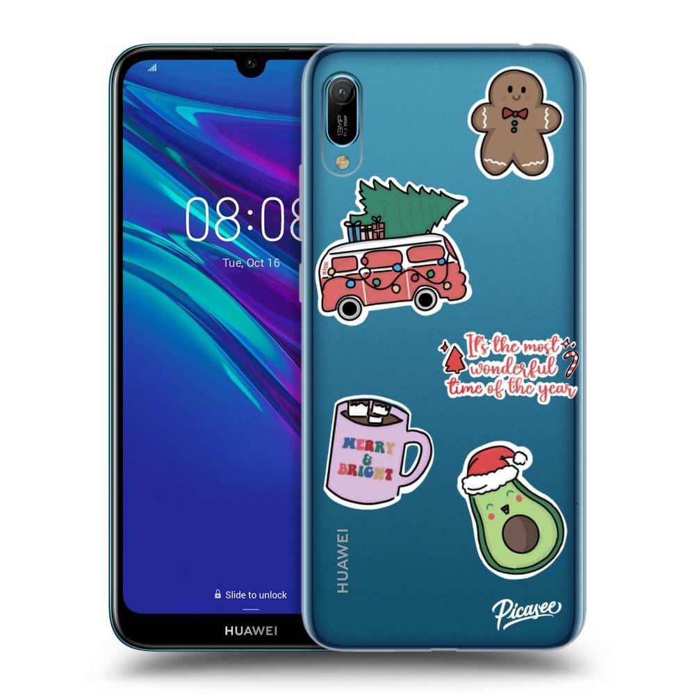 Picasee silikonowe przeźroczyste etui na Huawei Y6 2019 - Christmas Stickers