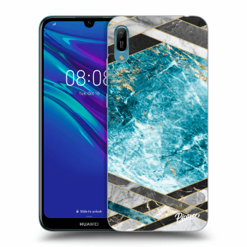 Picasee silikonowe czarne etui na Huawei Y6 2019 - Blue geometry