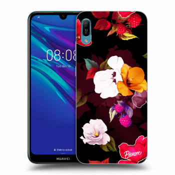 Picasee silikonowe czarne etui na Huawei Y6 2019 - Flowers and Berries