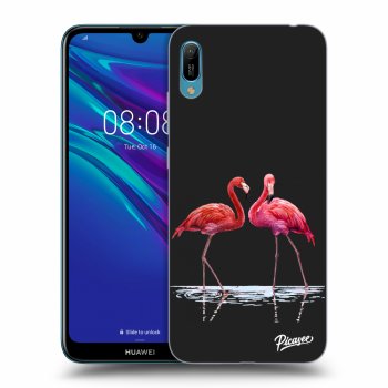 Picasee silikonowe czarne etui na Huawei Y6 2019 - Flamingos couple