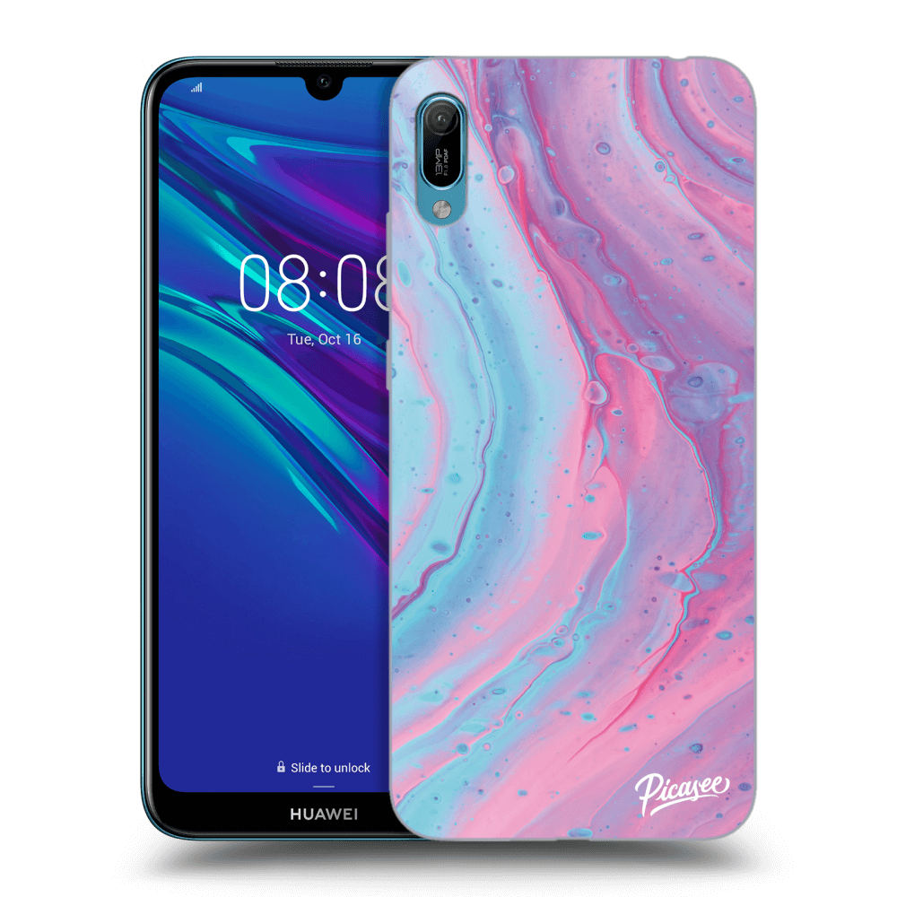 Picasee silikonowe przeźroczyste etui na Huawei Y6 2019 - Pink liquid