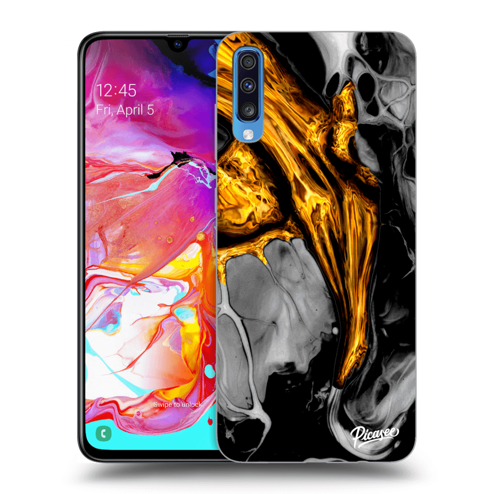 Picasee ULTIMATE CASE pro Samsung Galaxy A70 A705F - Black Gold