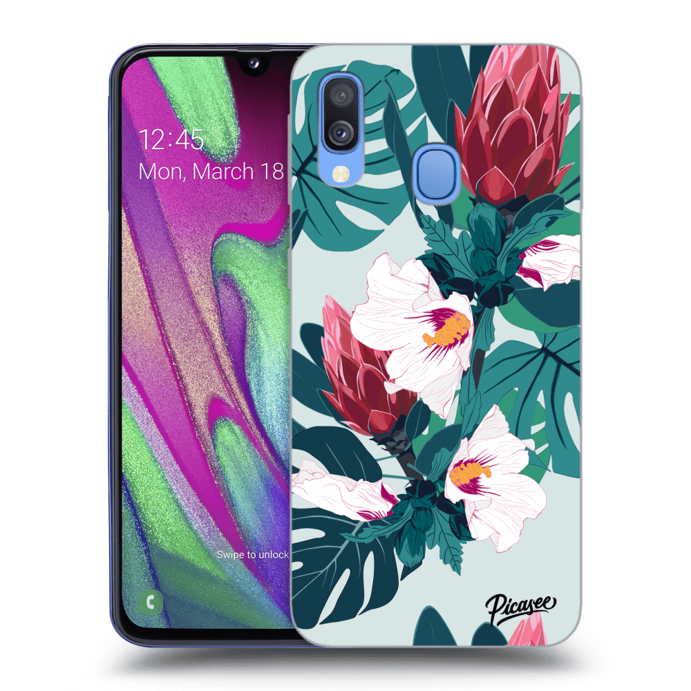 Picasee silikonowe przeźroczyste etui na Samsung Galaxy A40 A405F - Rhododendron