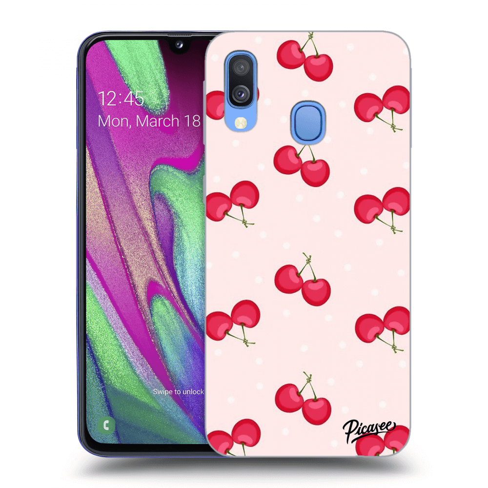 Picasee silikonowe przeźroczyste etui na Samsung Galaxy A40 A405F - Cherries