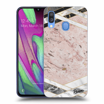 Picasee silikonowe przeźroczyste etui na Samsung Galaxy A40 A405F - Pink geometry