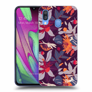 Picasee silikonowe przeźroczyste etui na Samsung Galaxy A40 A405F - Purple Leaf