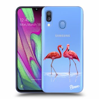 Picasee silikonowe przeźroczyste etui na Samsung Galaxy A40 A405F - Flamingos couple