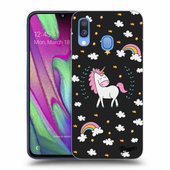 Picasee silikonowe czarne etui na Samsung Galaxy A40 A405F - Unicorn star heaven
