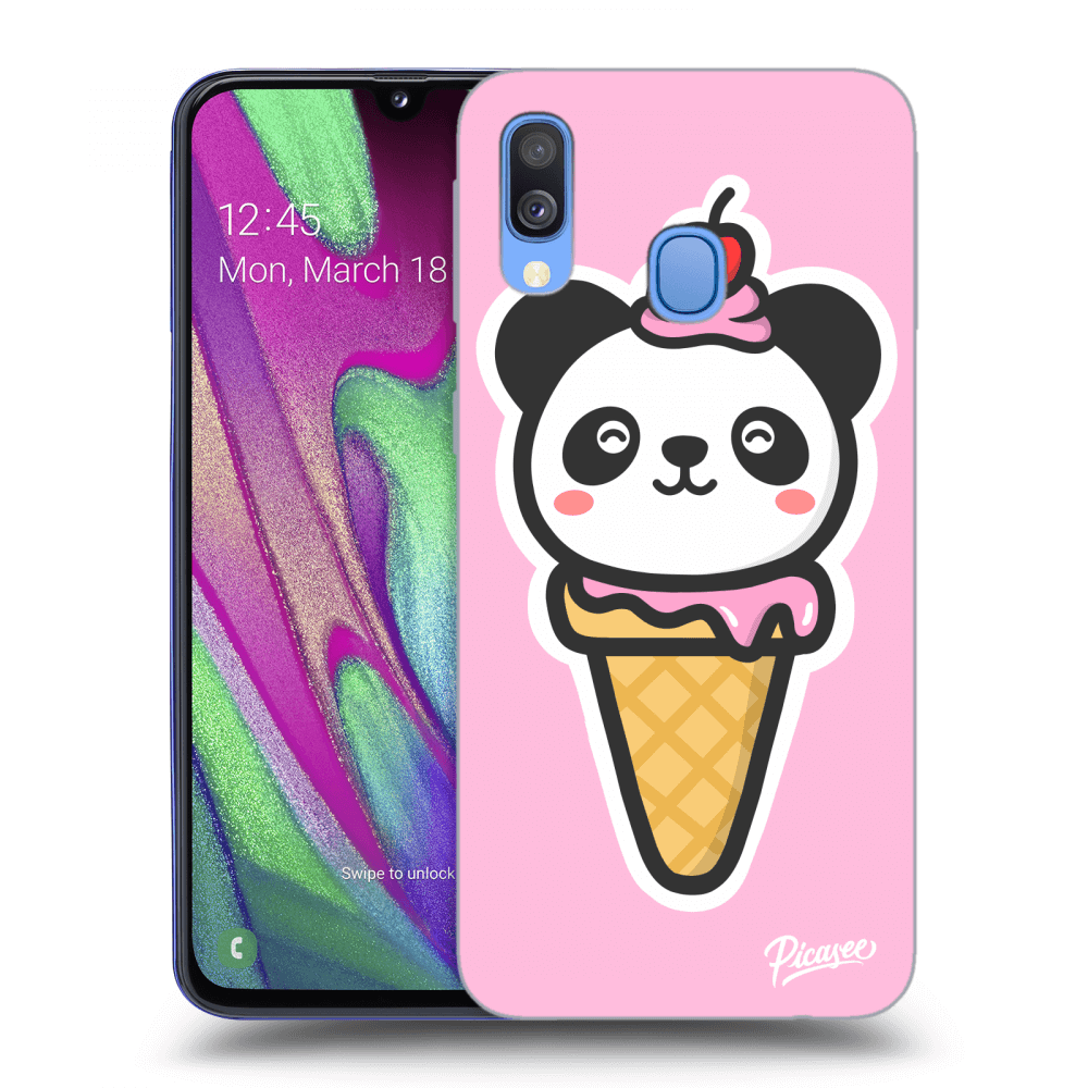 Picasee silikonowe czarne etui na Samsung Galaxy A40 A405F - Ice Cream Panda