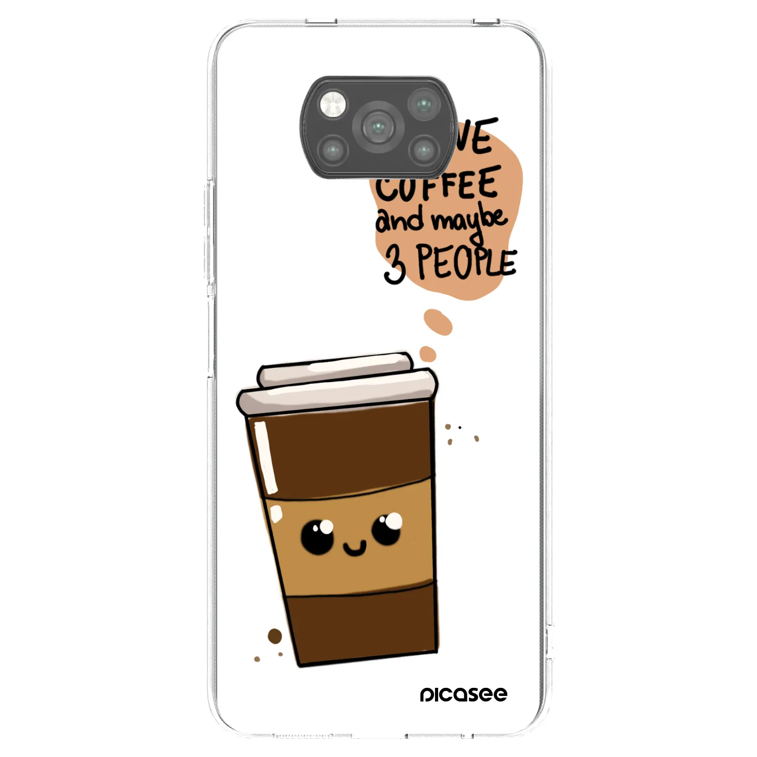 Picasee silikonowe czarne etui na Xiaomi Poco X3 - Cute coffee