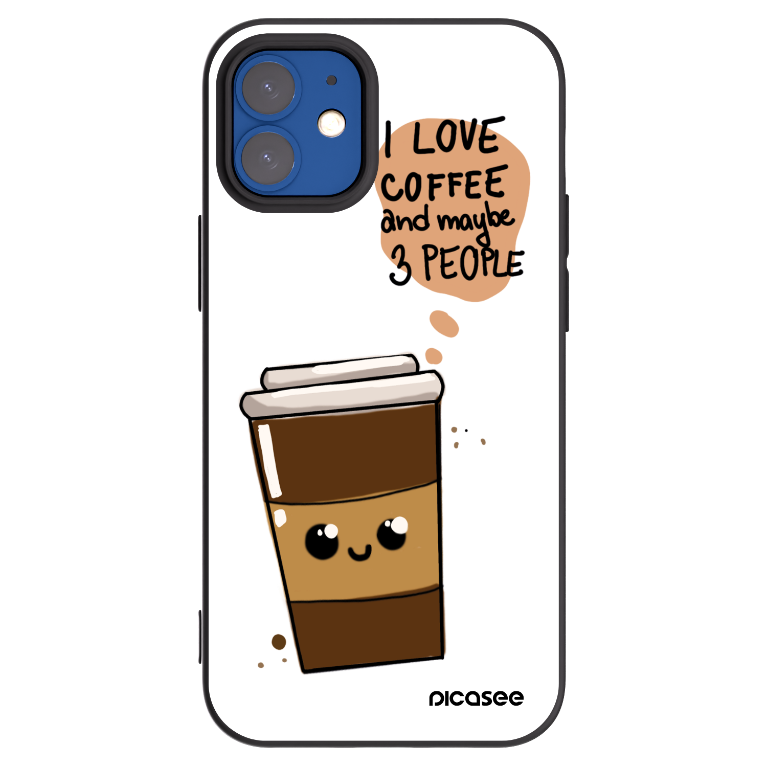 Picasee silikonowe czarne etui na Apple iPhone 12 mini - Cute coffee