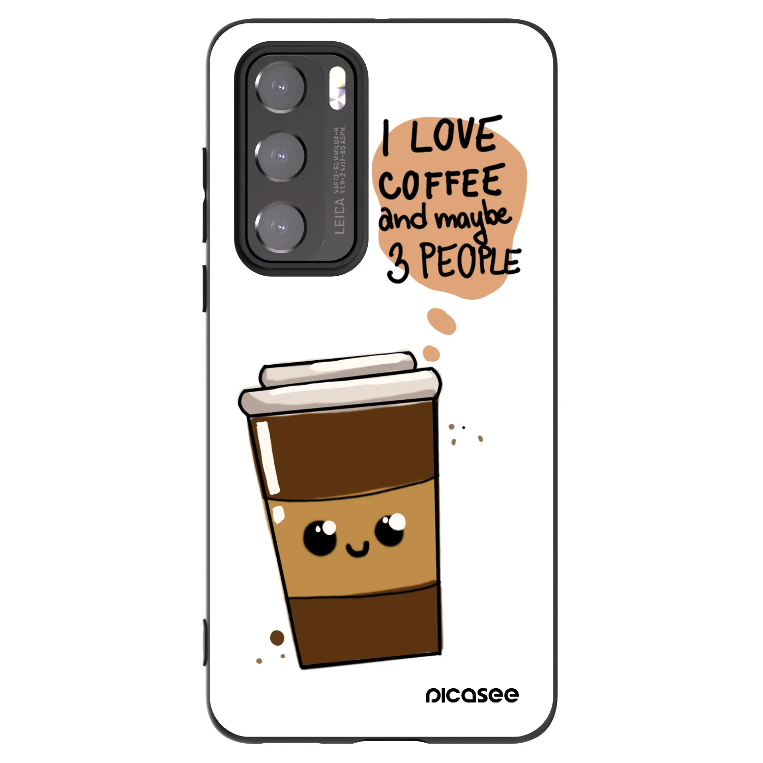 Picasee silikonowe czarne etui na Huawei P40 - Cute coffee