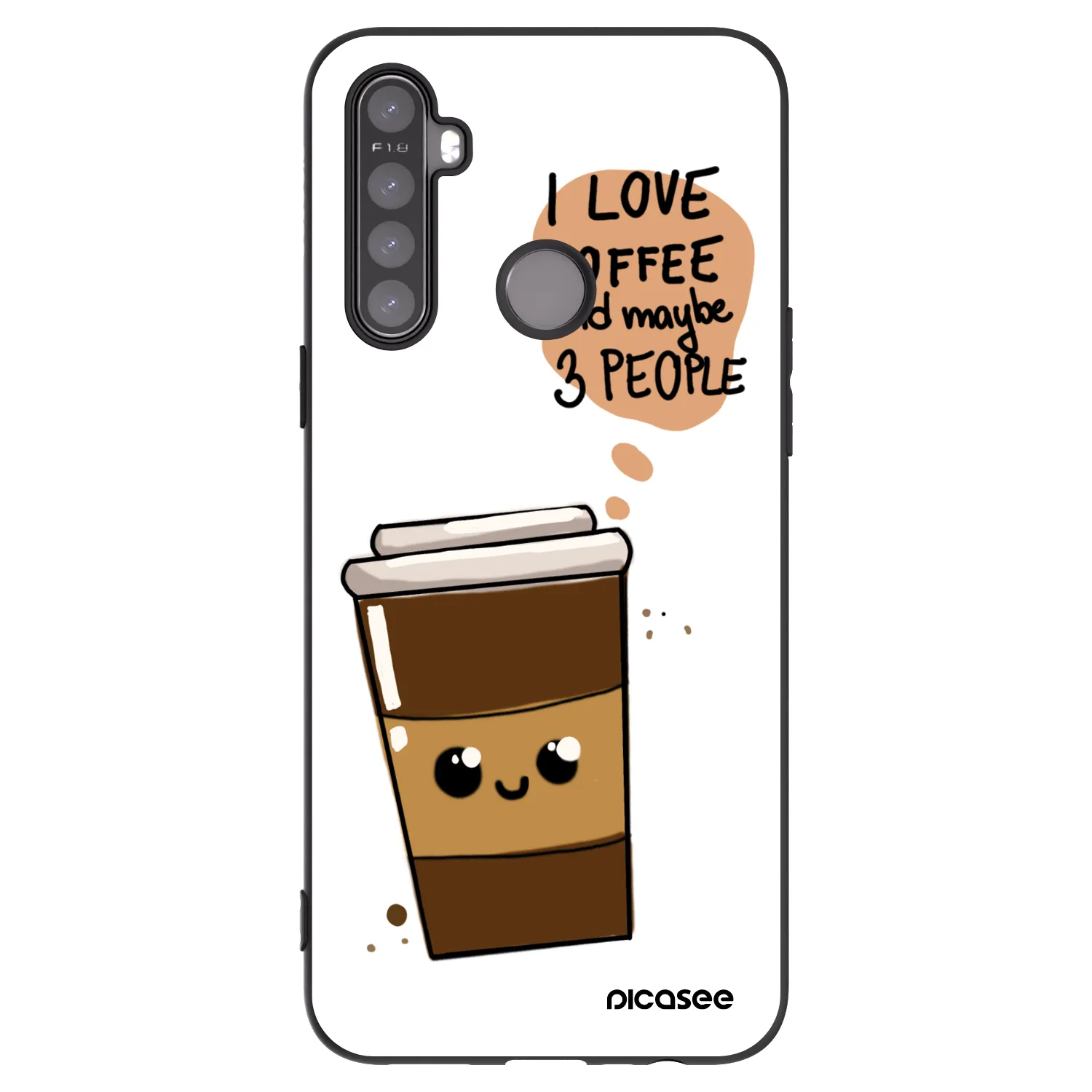 Picasee silikonowe czarne etui na Realme 5 - Cute coffee