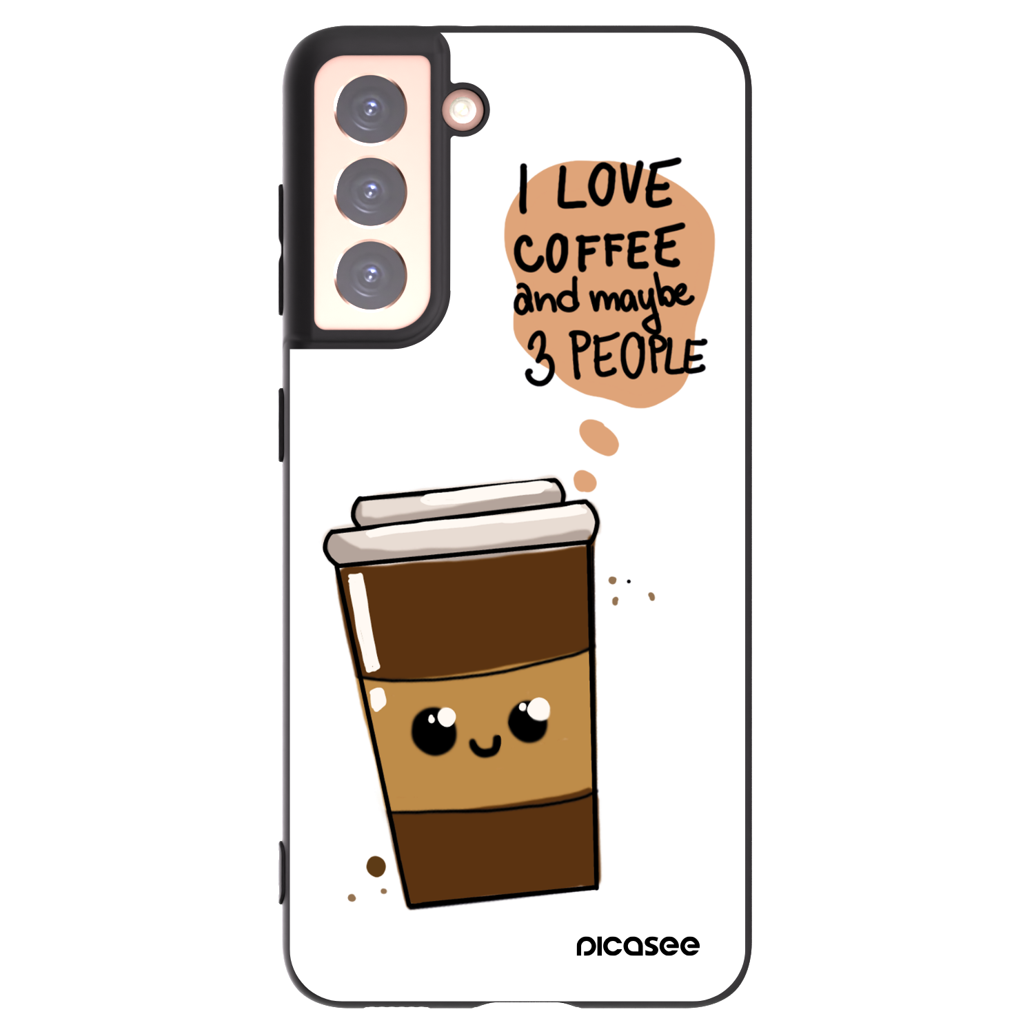 Picasee silikonowe czarne etui na Samsung Galaxy S21 5G G991B - Cute coffee