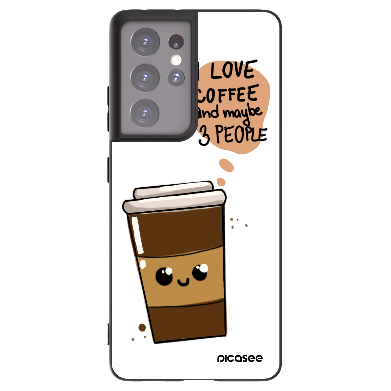 Picasee silikonowe czarne etui na Samsung Galaxy S21 Ultra 5G G998B - Cute coffee