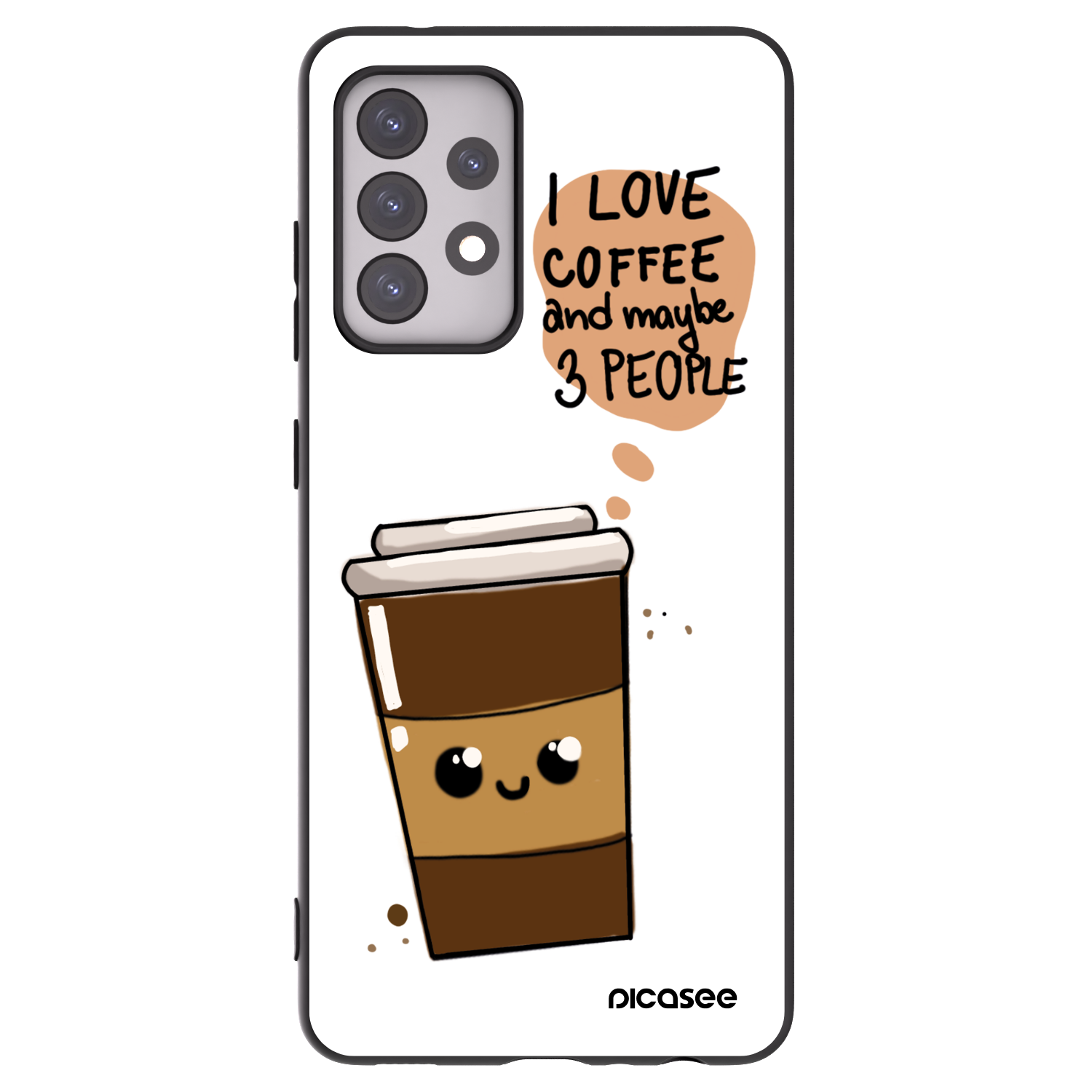 Picasee silikonowe czarne etui na Samsung Galaxy A52 5G A525F - Cute coffee