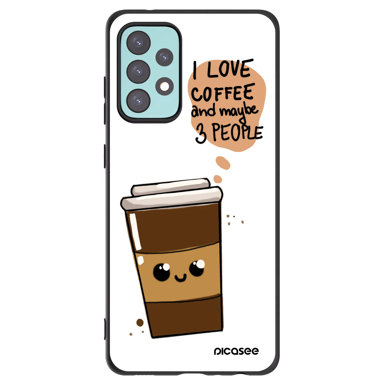 Picasee silikonowe czarne etui na Samsung Galaxy A72 A725F - Cute coffee
