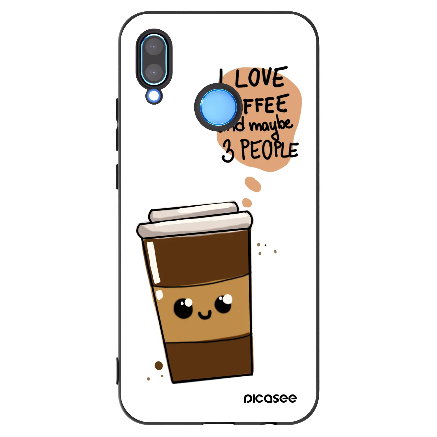 Picasee silikonowe czarne etui na Huawei P20 Lite - Cute coffee
