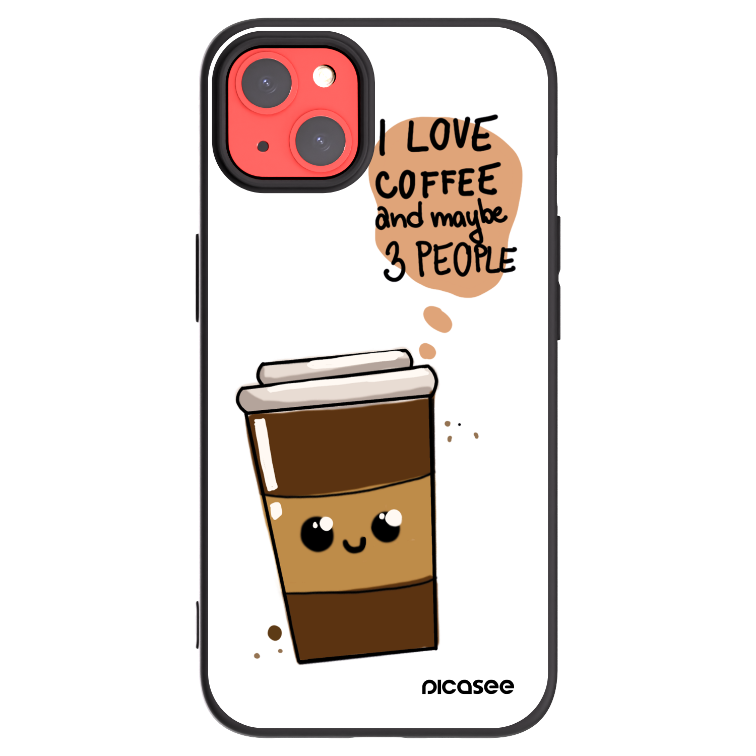 Picasee silikonowe czarne etui na Apple iPhone 13 - Cute coffee