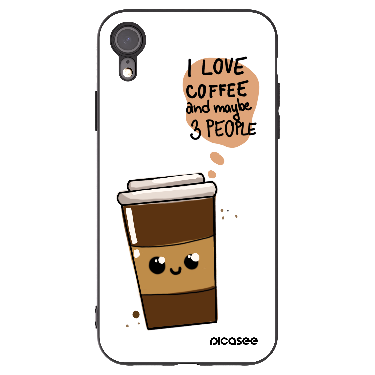 Picasee silikonowe czarne etui na Apple iPhone XR - Cute coffee