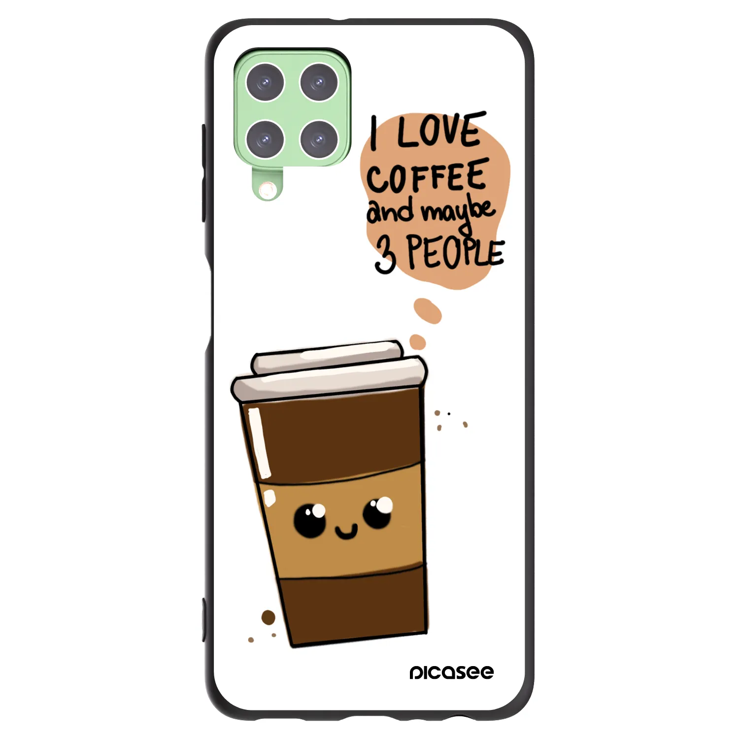 Picasee silikonowe czarne etui na Samsung Galaxy A22 A225F 4G - Cute coffee