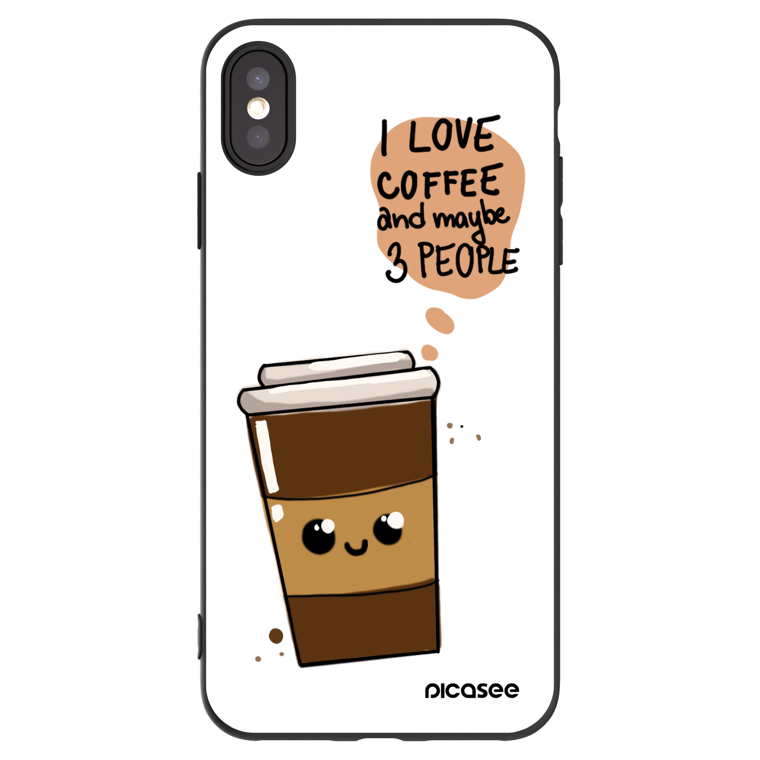 Picasee silikonowe czarne etui na Apple iPhone XS Max - Cute coffee