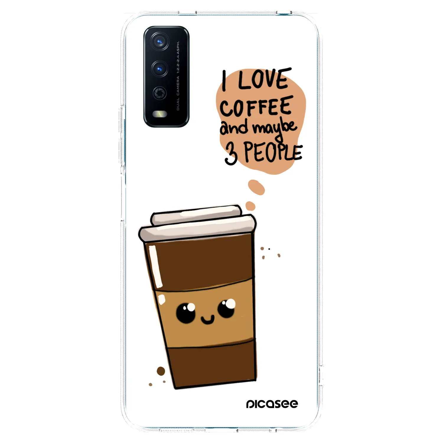 Picasee silikonowe przeźroczyste etui na Vivo Y11s - Cute coffee