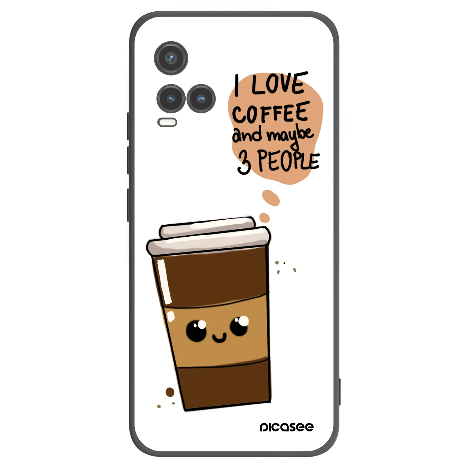 Picasee silikonowe czarne etui na Vivo Y33s - Cute coffee