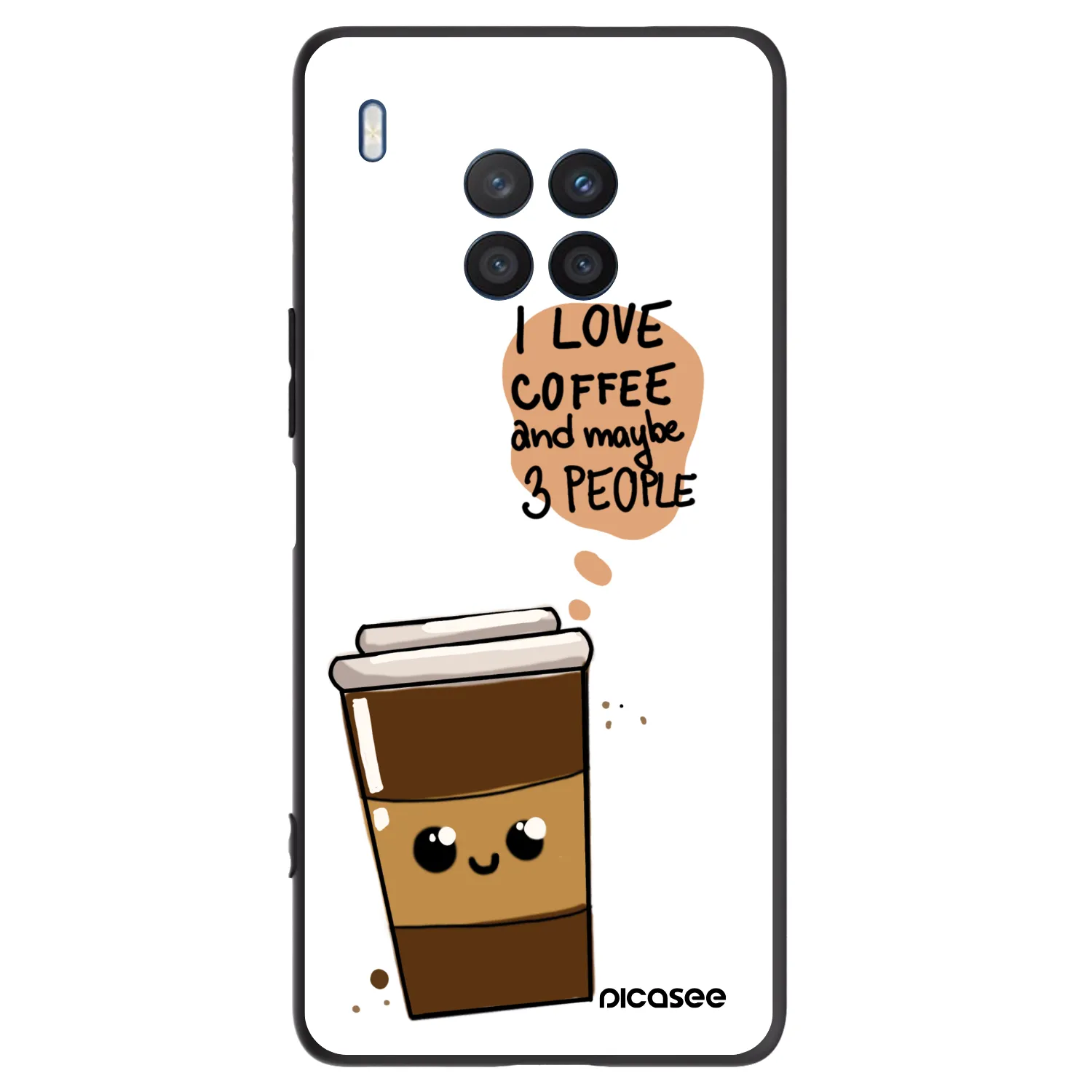 Picasee silikonowe czarne etui na Honor 50 Lite - Cute coffee