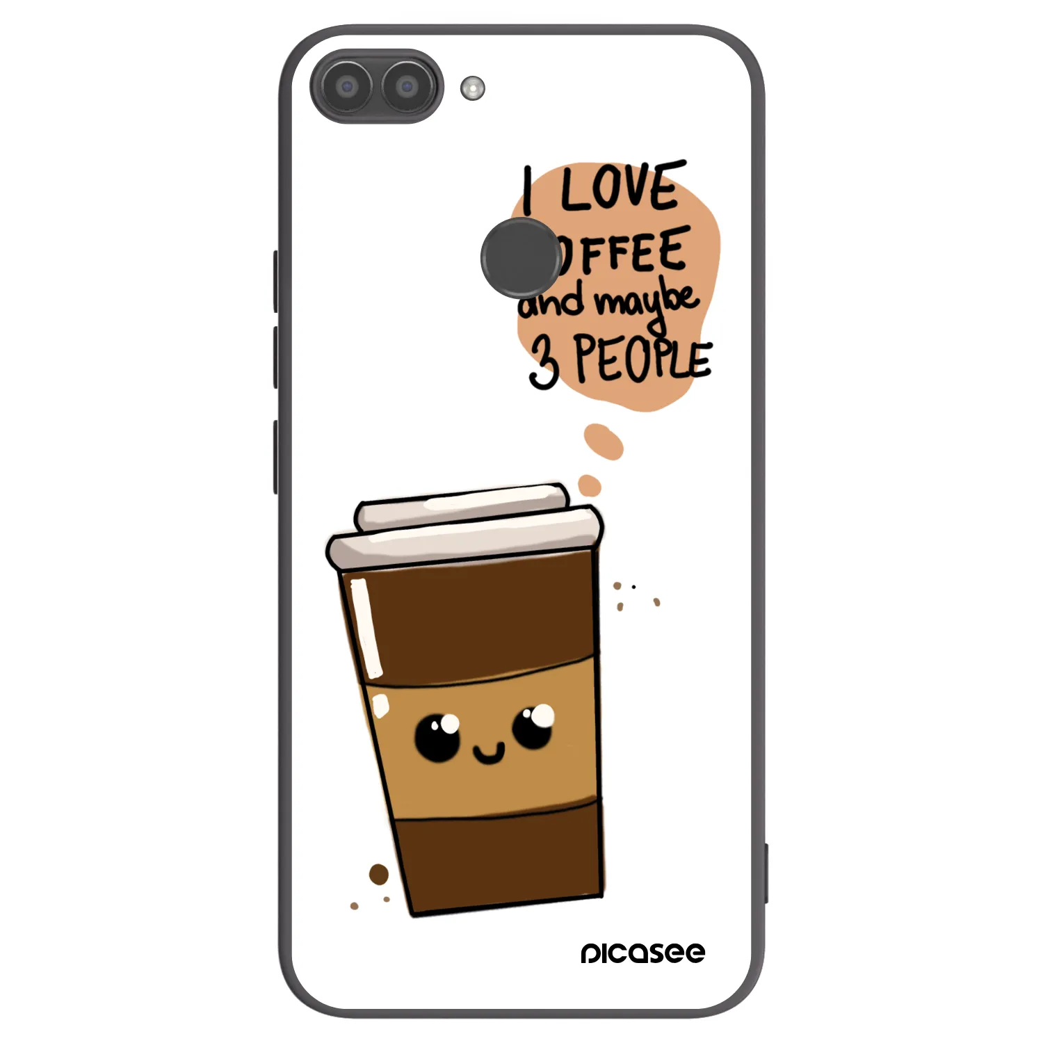 Picasee silikonowe czarne etui na Huawei P Smart - Cute coffee