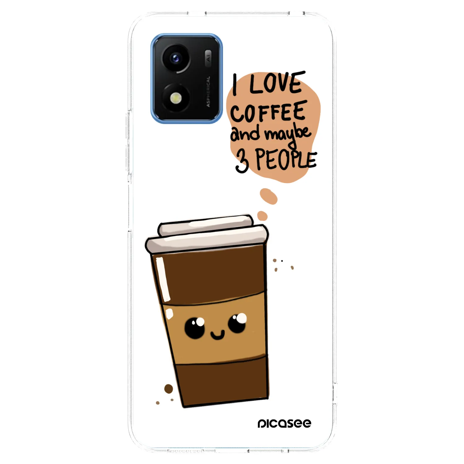 Picasee silikonowe przeźroczyste etui na Vivo Y01 - Cute coffee