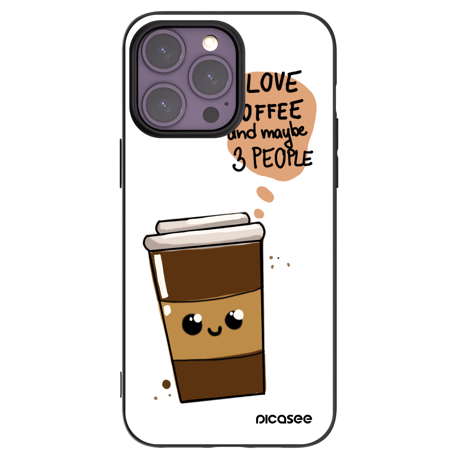 Picasee silikonowe czarne etui na Apple iPhone 14 Pro Max - Cute coffee