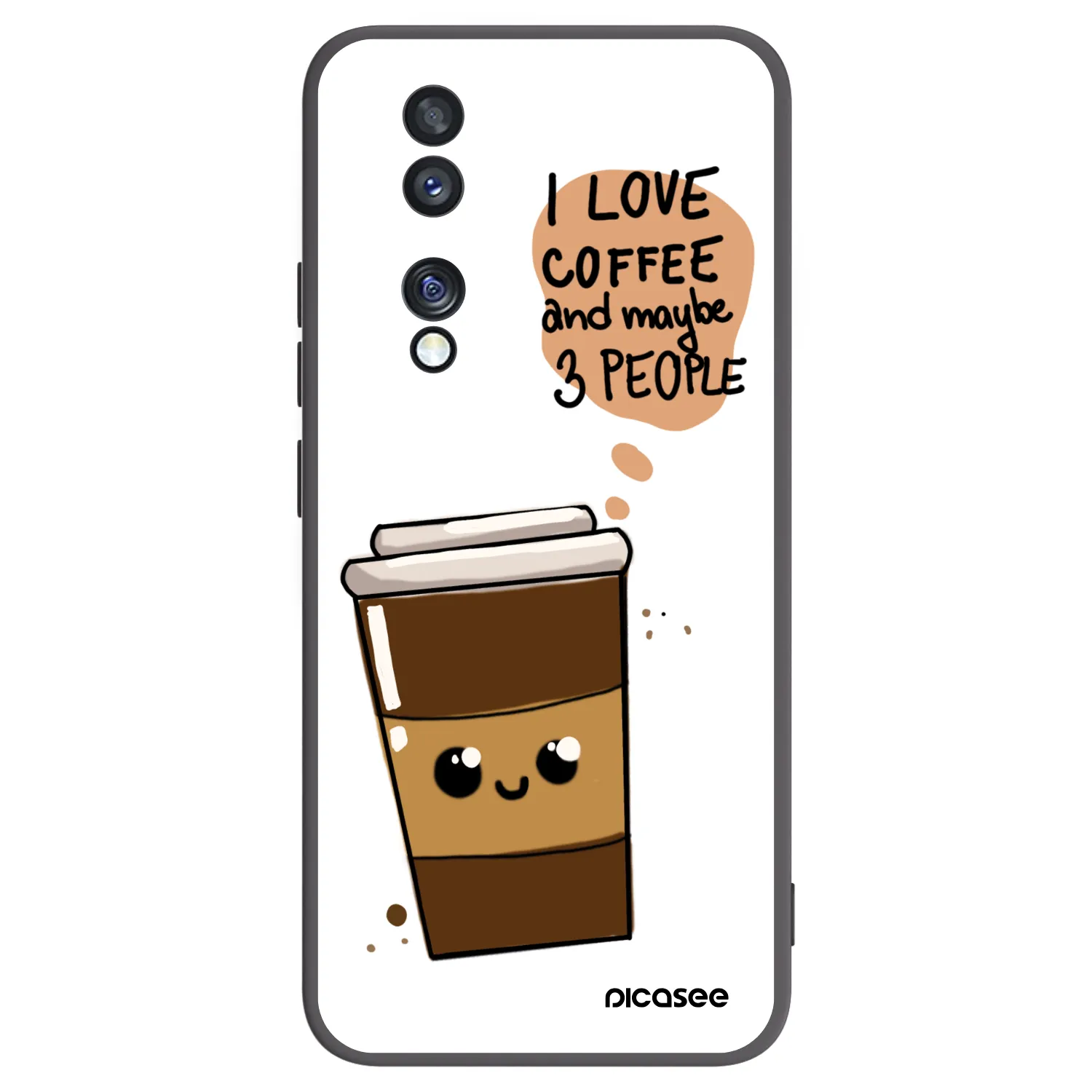 Picasee silikonowe czarne etui na Honor 70 - Cute coffee
