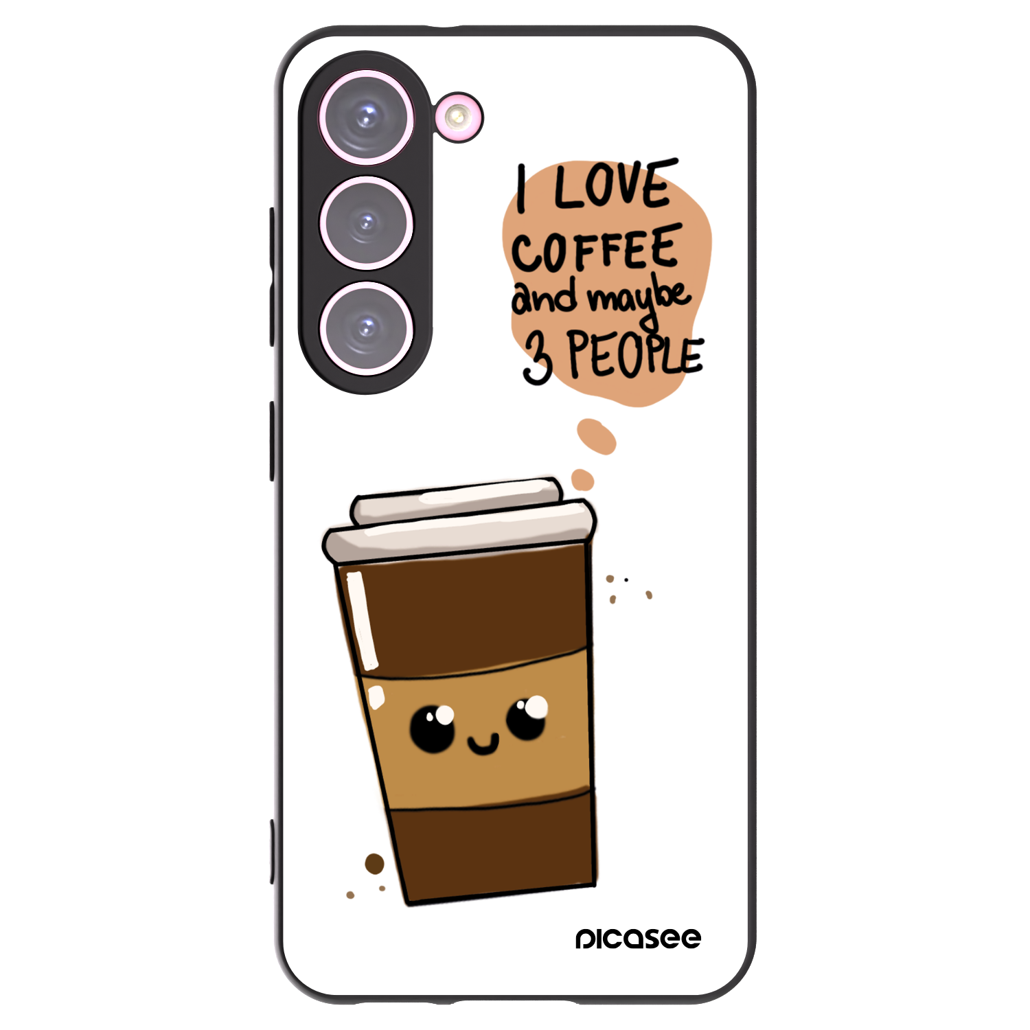 Picasee silikonowe czarne etui na Samsung Galaxy S23 5G - Cute coffee