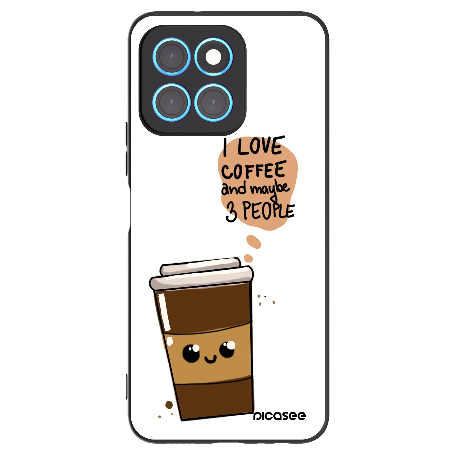 Picasee silikonowe czarne etui na Honor X8 5G - Cute coffee