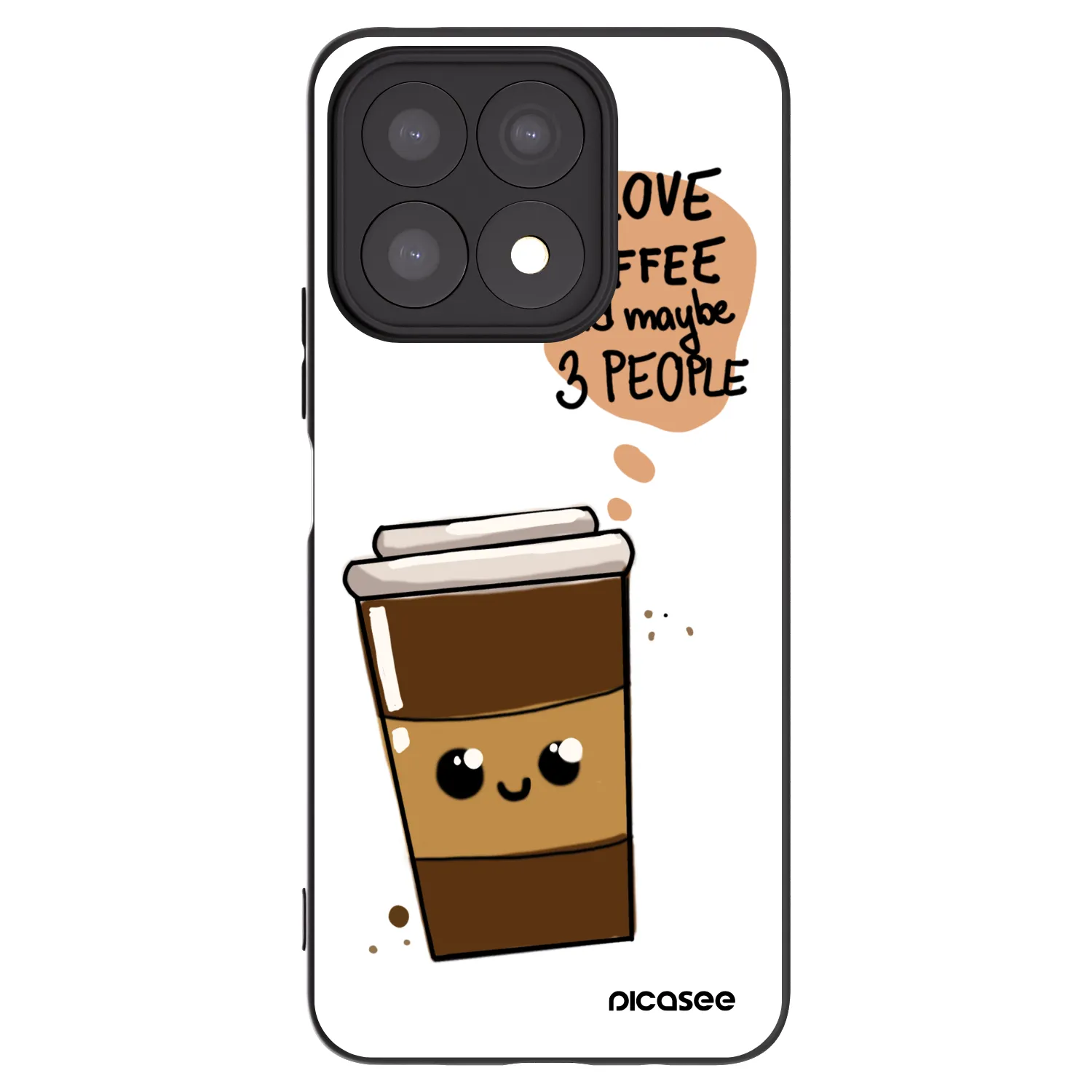 Picasee silikonowe czarne etui na Honor X8a - Cute coffee