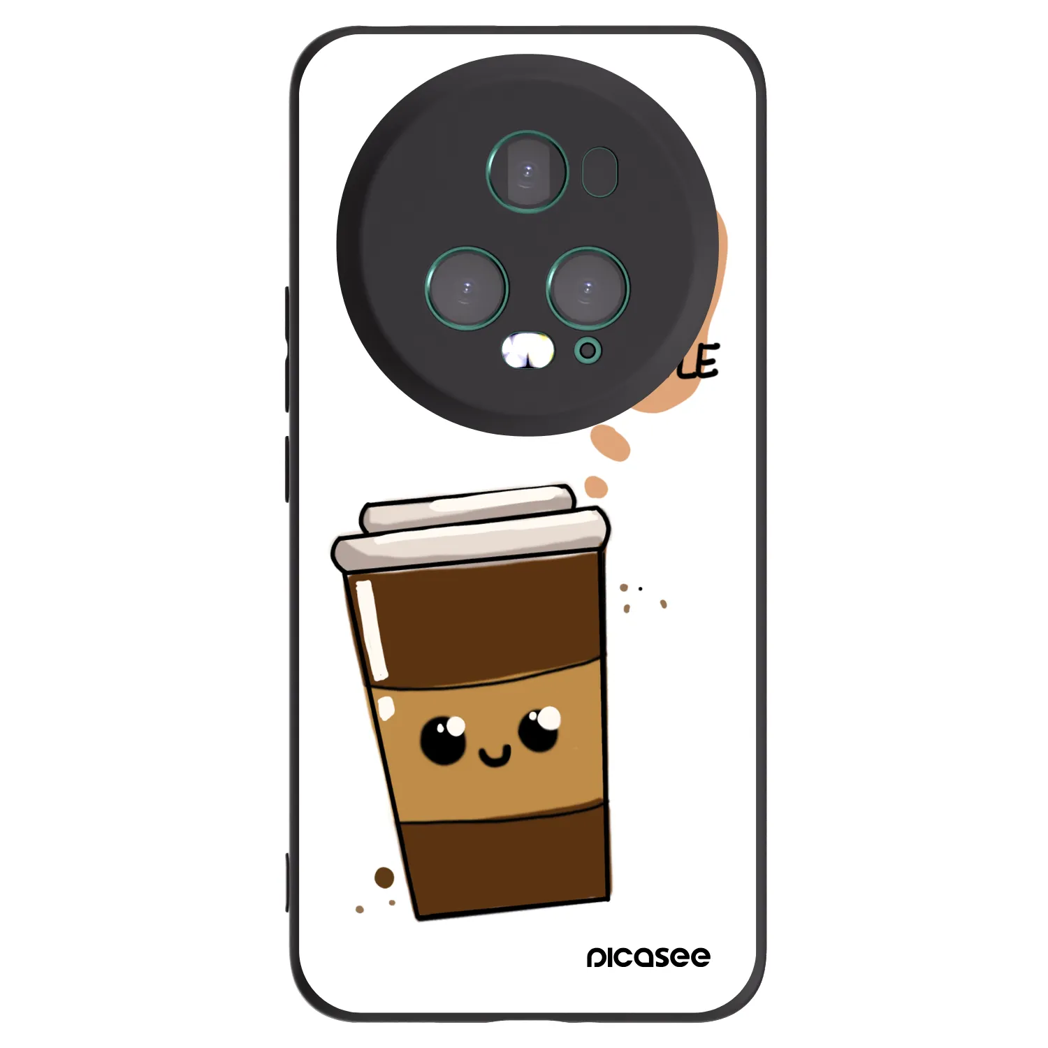 Picasee silikonowe czarne etui na Honor Magic5 Pro - Cute coffee