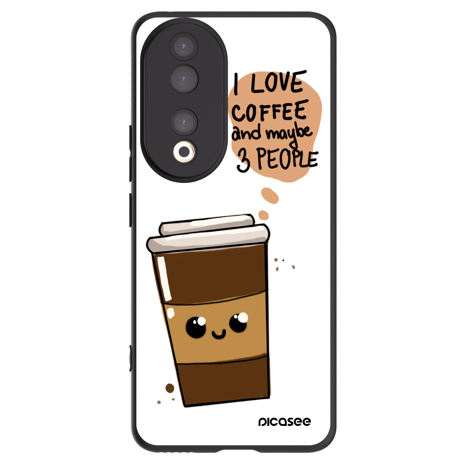 Picasee silikonowe czarne etui na Honor 90 5G - Cute coffee