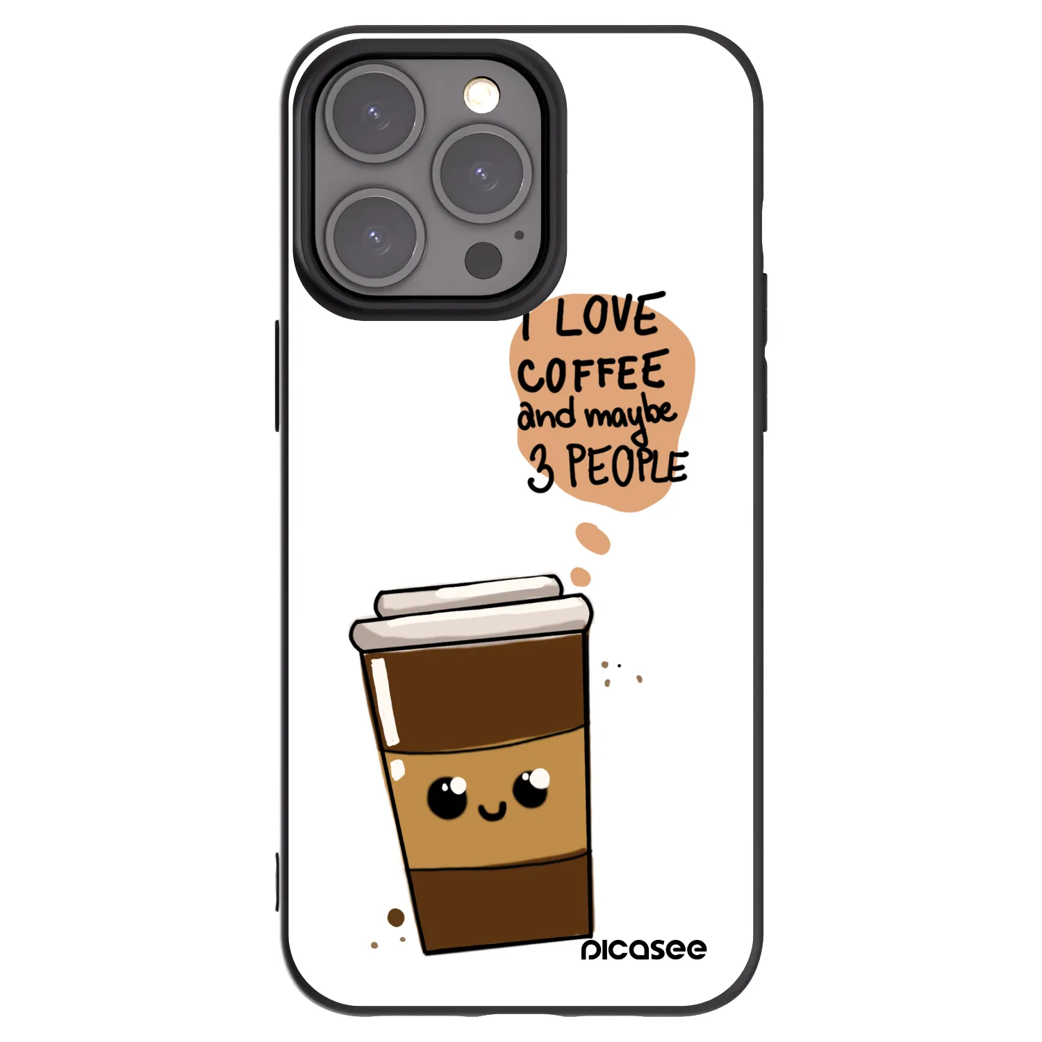 Picasee silikonowe czarne etui na Apple iPhone 15 Pro Max - Cute coffee