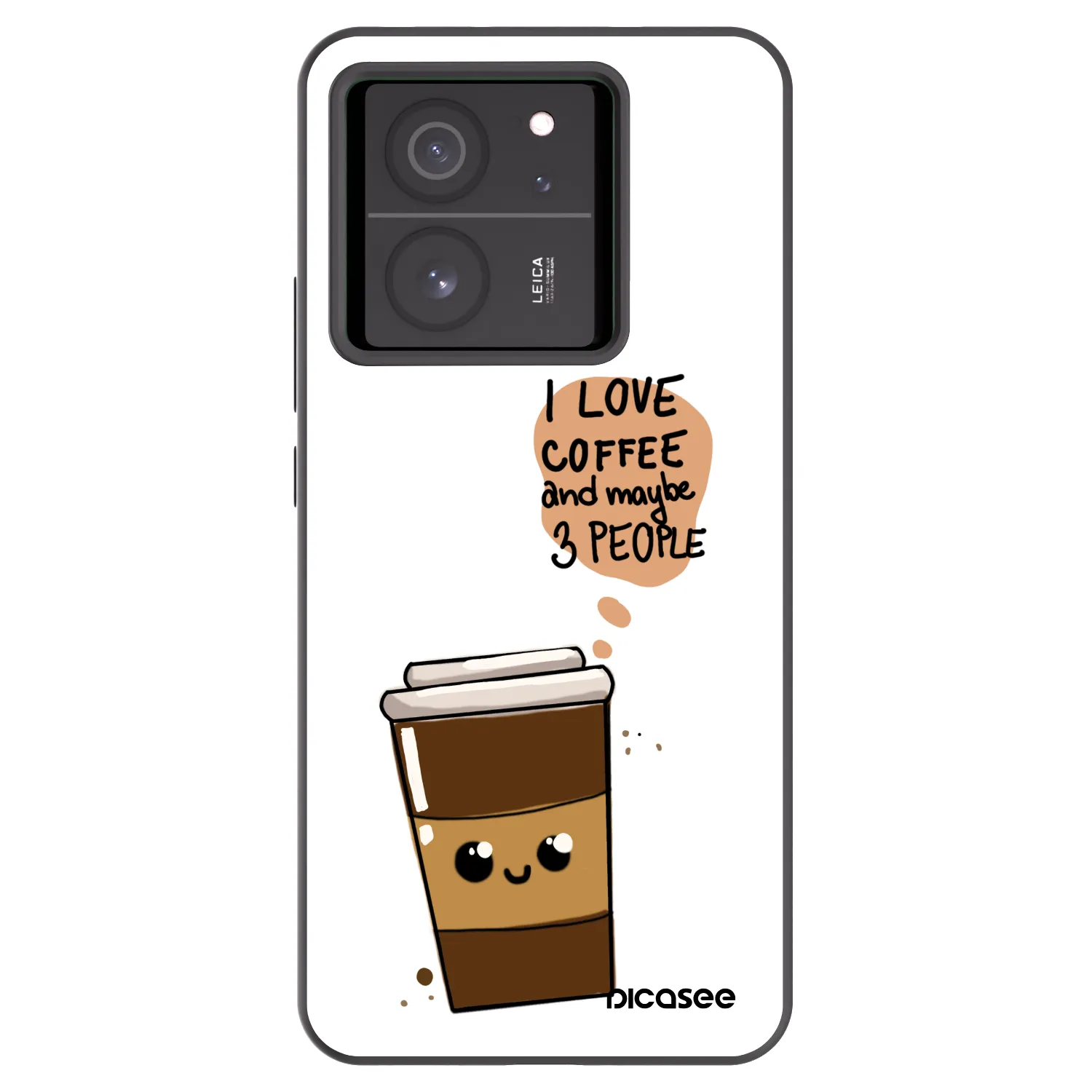 Picasee silikonowe czarne etui na Xiaomi 13T - Cute coffee