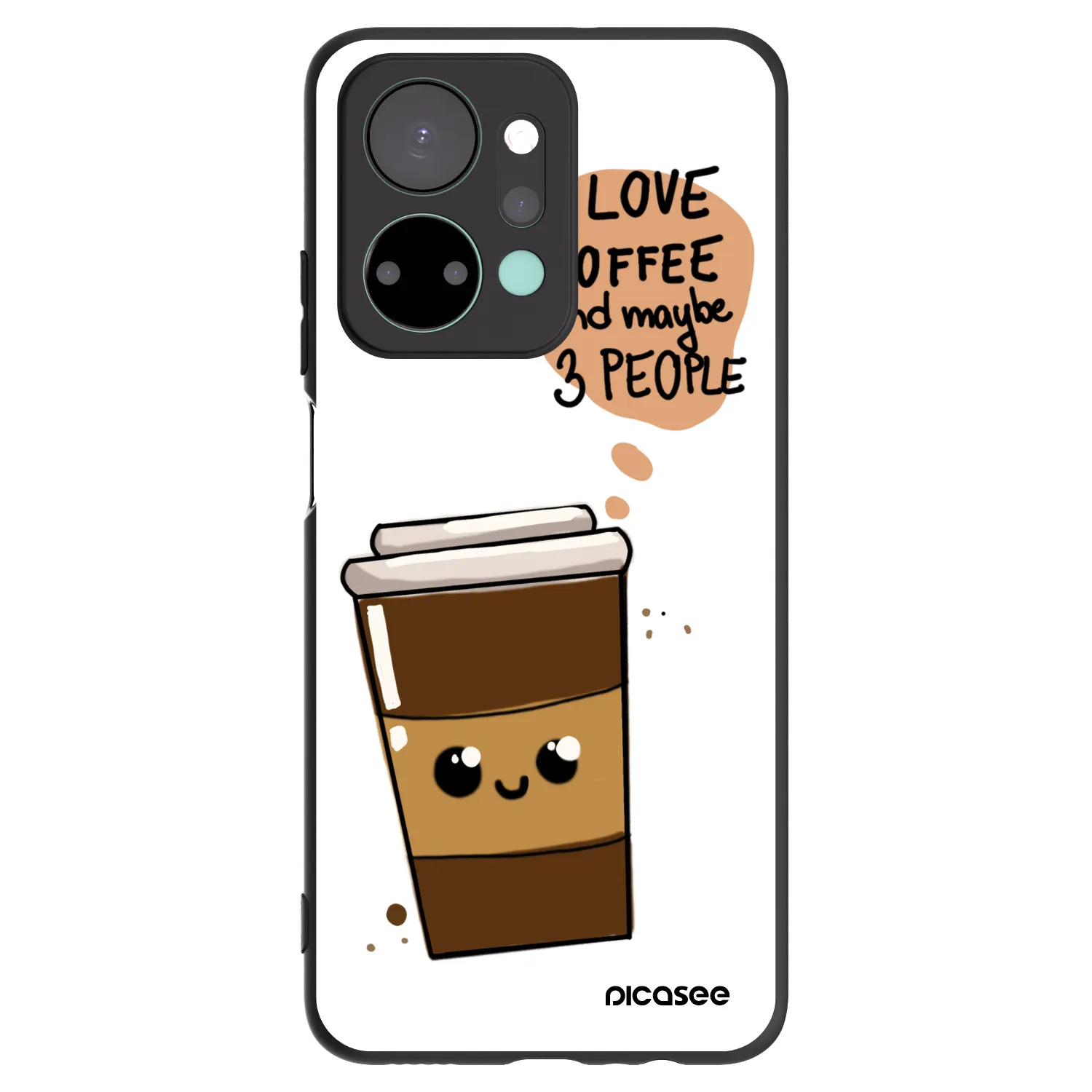 Picasee silikonowe czarne etui na Honor X7a - Cute coffee