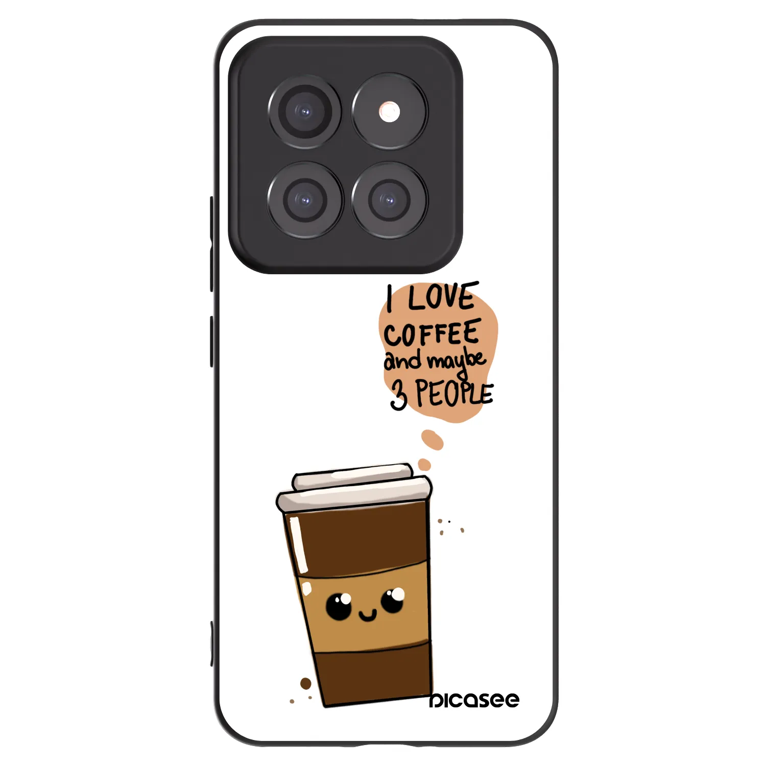 Picasee silikonowe czarne etui na Xiaomi 14 Pro - Cute coffee