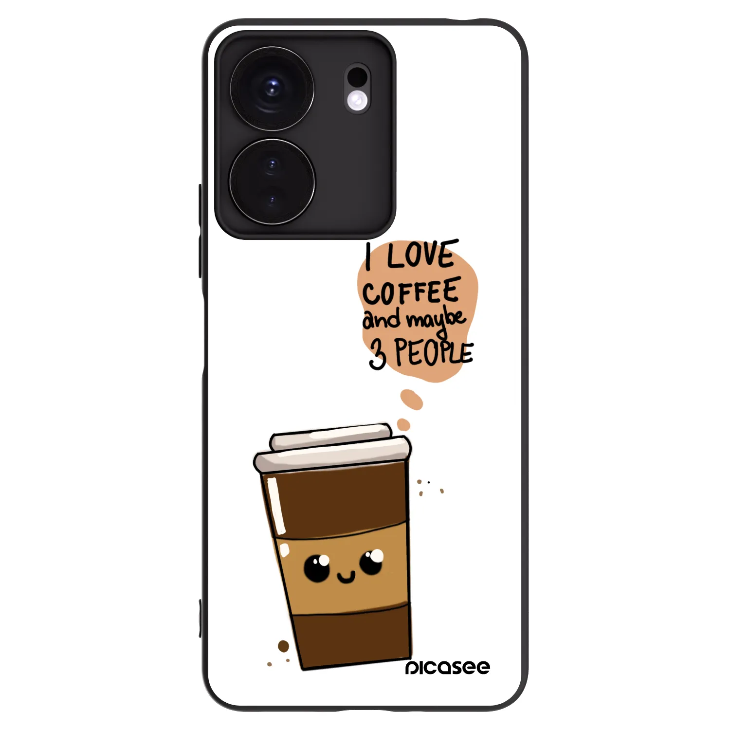 Picasee silikonowe czarne etui na Xiaomi Redmi 13C 4G - Cute coffee