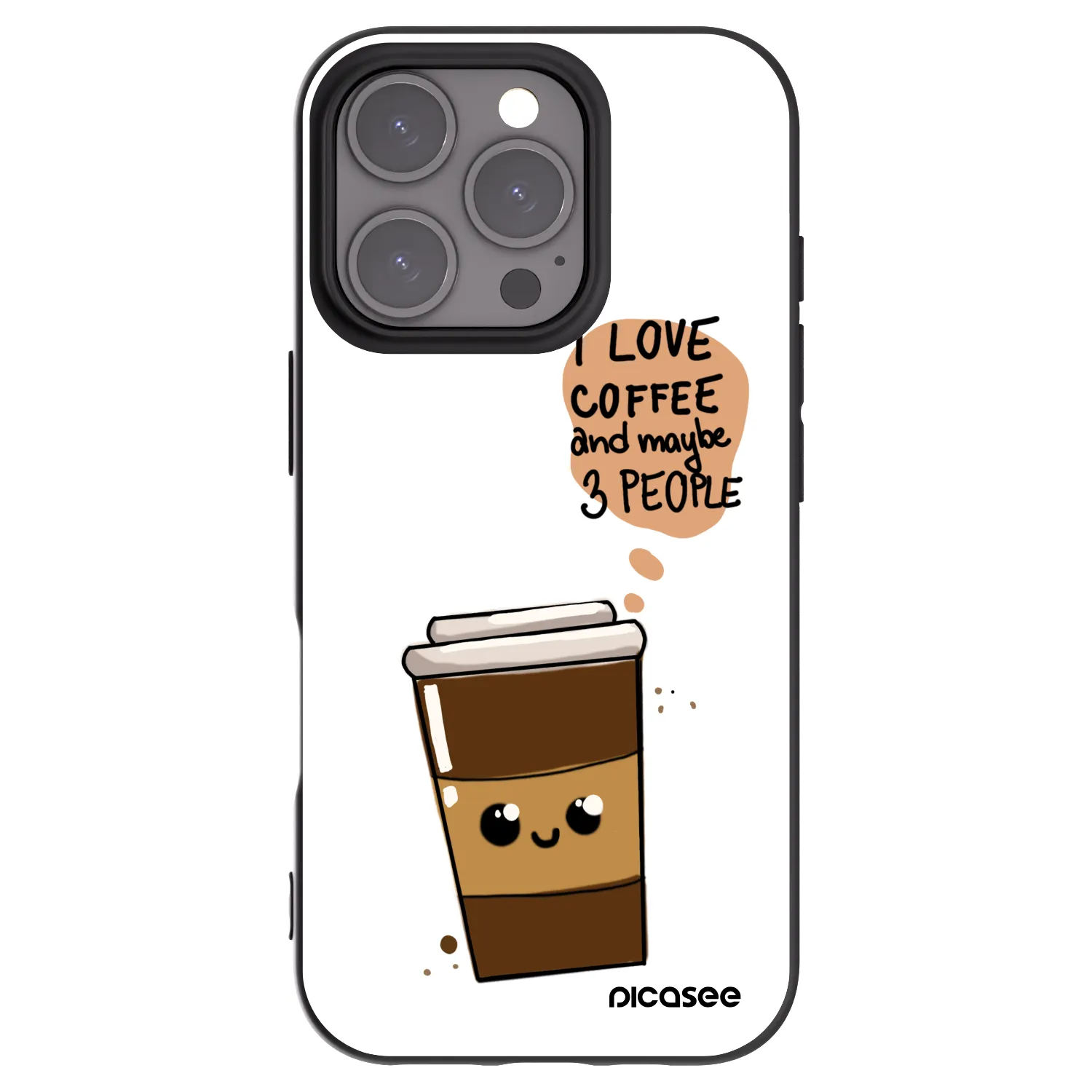 Picasee silikonowe czarne etui na Apple iPhone 16 Pro - Cute coffee