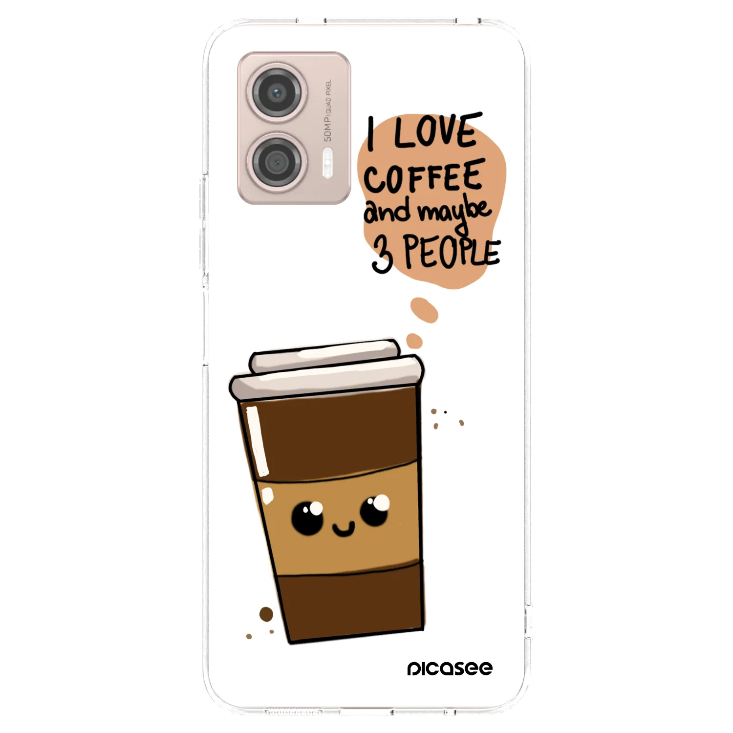 Picasee silikonowe przeźroczyste etui na Motorola Moto G53 5G - Cute coffee