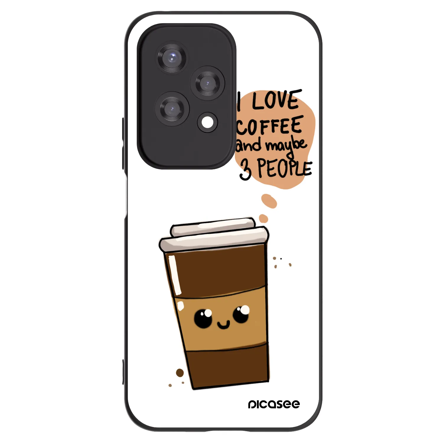 Picasee silikonowe czarne etui na Honor 200 Lite - Cute coffee
